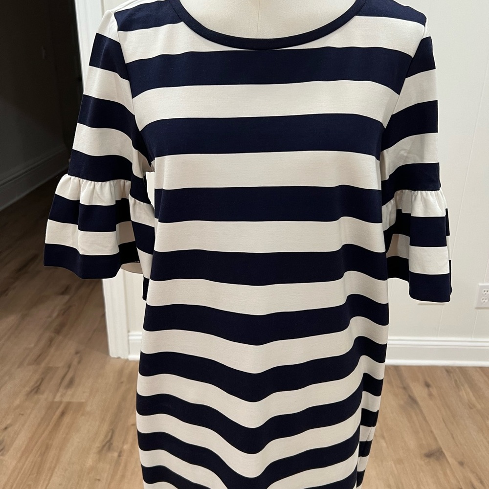 Lauren Ralph Lauren Striped Shift Ruffle Sleeve Casual Summer Dress Size M - Picture 3 of 12